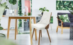 Lot de 4 chaises scandinaves Lalix Bois Noisette et Blanc