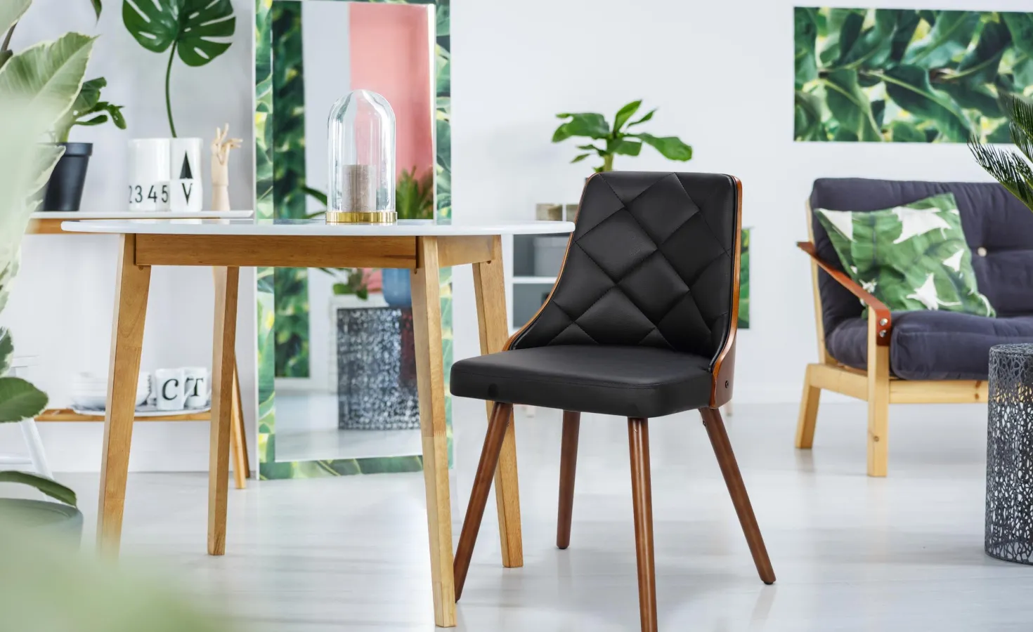 Lot de 8 chaises scandinaves Lalix Bois Noisette et Noir