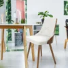 Lot de 8 chaises scandinaves Lalix Bois Noisette et Blanc