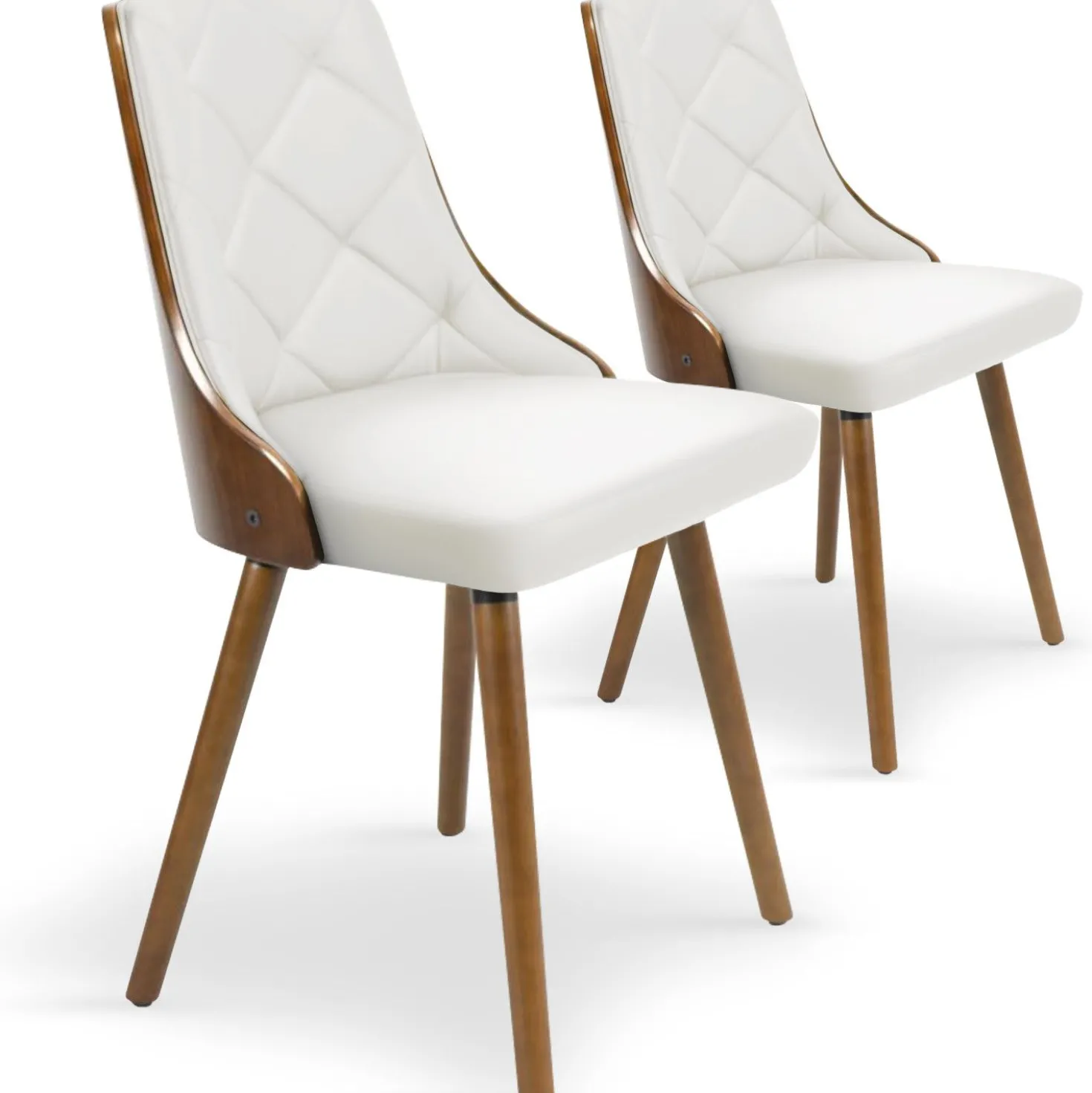 Lot de 2 chaises scandinaves Lalix Bois Noisette & Blanc