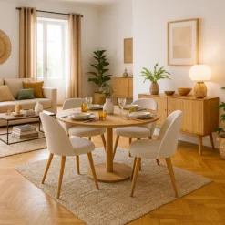 Lot de 6 chaises scandinaves Maury Tissu Beige
