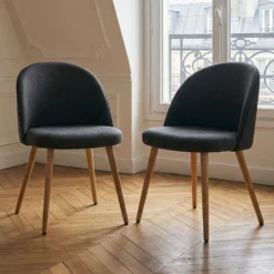 Lot de 6 chaises scandinaves Maury Tissu Gris foncé