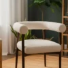 Lot de 2 chaises style scandinave chic Bringo Bois foncé et Tissu bouclette Beige