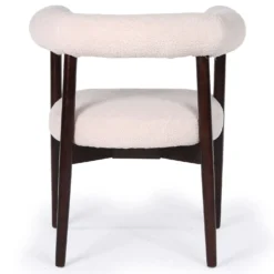 Lot de 8 chaises style scandinave chic Bringo Bois foncé et Tissu bouclette Beige