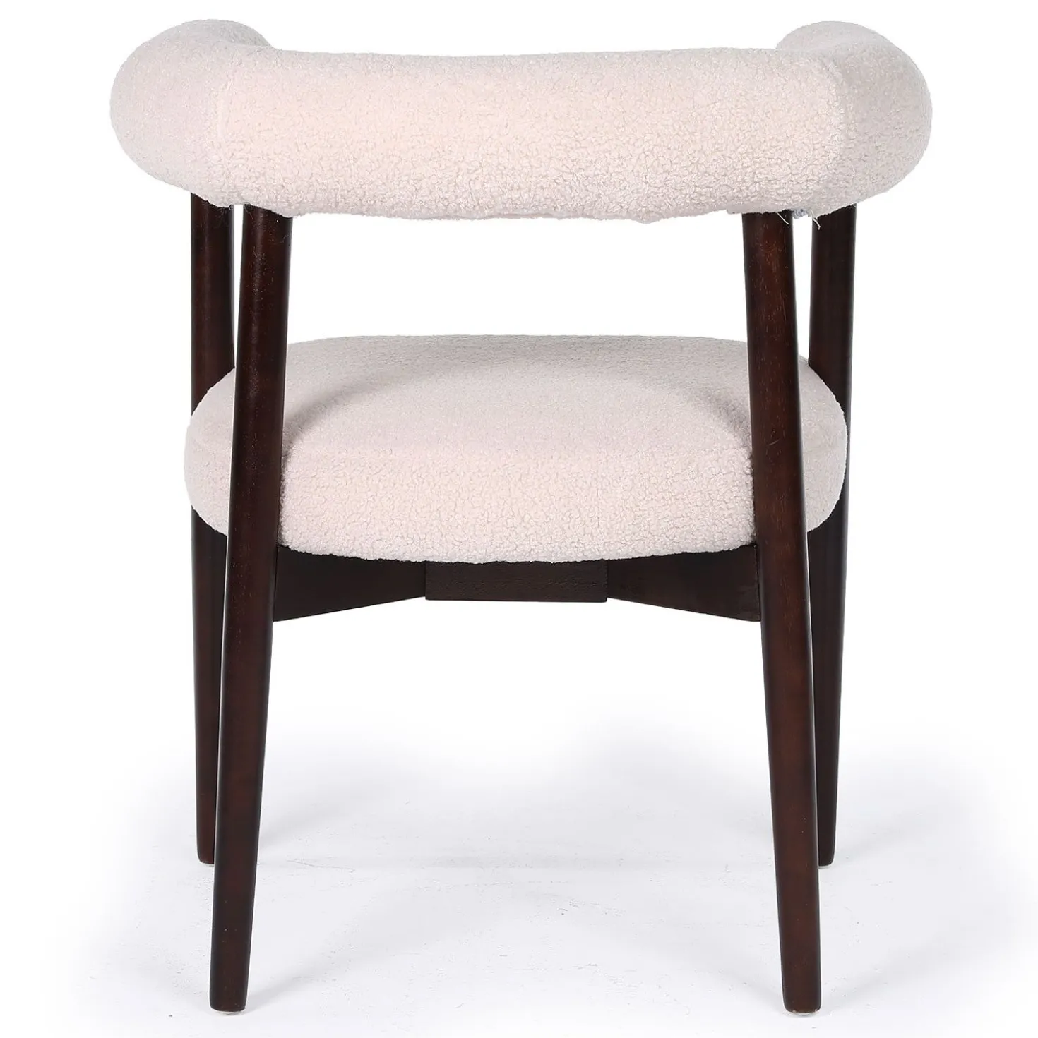 Lot de 8 chaises style scandinave chic Bringo Bois foncé et Tissu bouclette Beige
