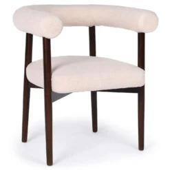 Lot de 8 chaises style scandinave chic Bringo Bois foncé et Tissu bouclette Beige