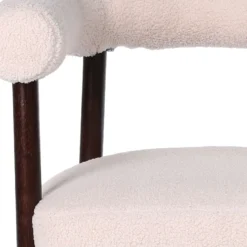 Lot de 4 chaises style scandinave chic Bringo Bois foncé et Tissu bouclette Beige