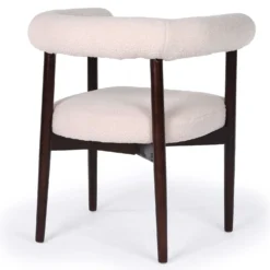 Lot de 6 chaises style scandinave chic Bringo Bois foncé et Tissu bouclette Beige