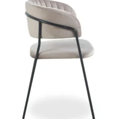 Lot de 4 chaises Tabata Métal Noir et Velours Taupe
