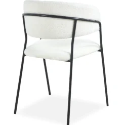 Lot de 4 chaises Tabata Métal Noir et Tissu bouclette Crème