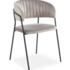 Lot de 8 chaises Tabata Métal Noir et Velours Taupe