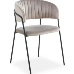 Lot de 8 chaises Tabata Métal Noir et Velours Taupe