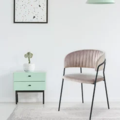 Lot de 8 chaises Tabata Métal Noir et Velours Taupe