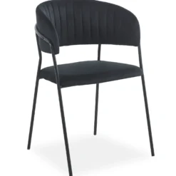 Lot de 8 chaises Tabata Métal Noir et Velours Noir
