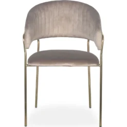Lot de 8 chaises Tabata Métal Or et Velours Taupe