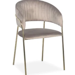 Lot de 8 chaises Tabata Métal Or et Velours Taupe
