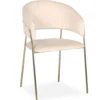 Lot de 8 chaises Tabata Métal Or et Velours Beige