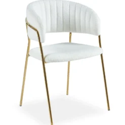 Lot de 8 chaises Tabata Tissu Bouclette Crème