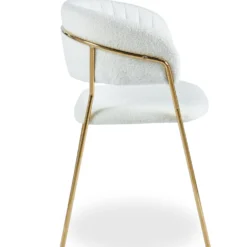 Lot de 8 chaises Tabata Tissu Bouclette Crème