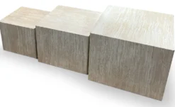 Lot de 3 tables basses Balkor Effet Travertin Beige