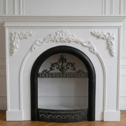 Manteau de cheminée style classique L116cm Arcane Blanc texturé