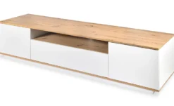 Meuble TV au design linéaire Iliade L180cm Bois clair et Blanc