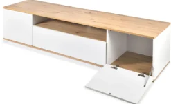 Meuble TV au design linéaire Iliade L180cm Bois clair et Blanc