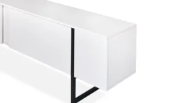 Meuble TV moderne avec 2 portes Valmain L180cm Blanc et Métal Noir