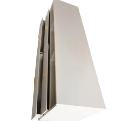 Meuble TV moderne 4 tiroirs Nestor Taupe clair et Or