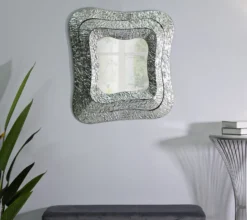 Miroir mural carré Aury Métal Argenté