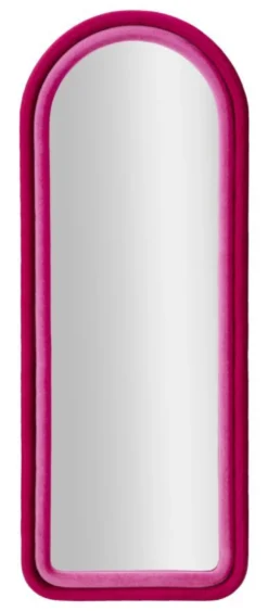 Miroir mural Cloe cadre en bois Velours Fuchsia