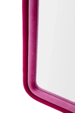 Miroir mural Cloe cadre en bois Velours Fuchsia