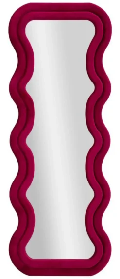 Miroir mural Emily Velours Fuchsia cadre ondulé