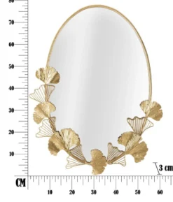 Miroir mural en métal doré design feuilles