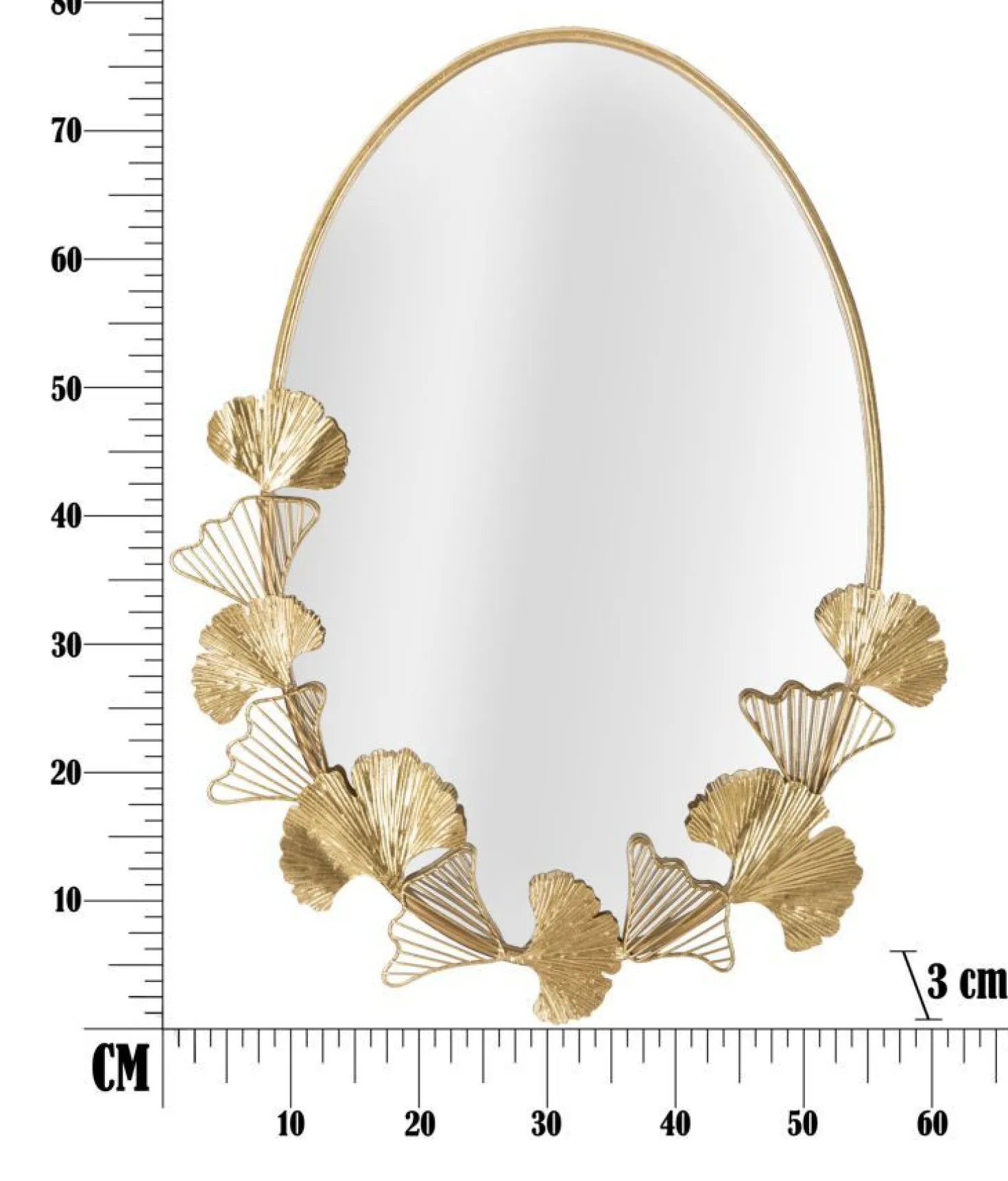Miroir mural en métal doré design feuilles