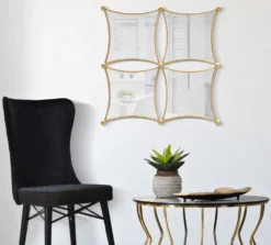 Miroir mural géométrique JALO métal doré et verre