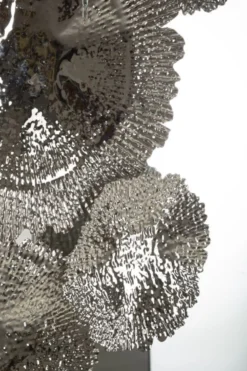 Miroir mural Kandi en métal argenté décor floral