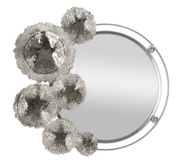 Miroir mural Kandi en métal argenté décor floral