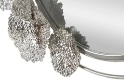 Miroir mural Kandi en métal argenté décor floral
