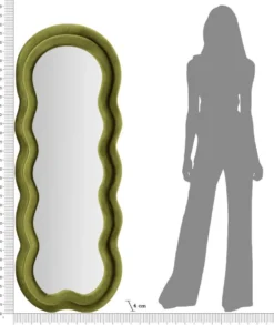 Miroir mural Miki cadre en bois et Tissu Velours Vert