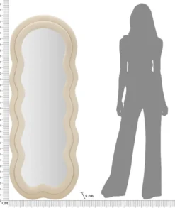 Miroir mural Miki en M.D.F et polyester Velours Crème