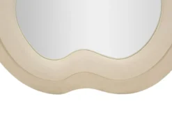 Miroir mural Miki en M.D.F et polyester Velours Crème