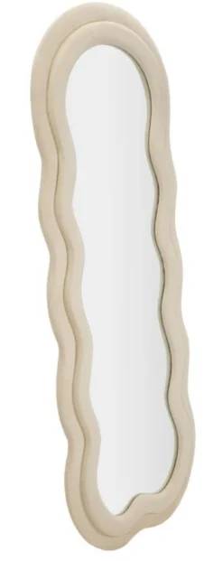 Miroir mural Miki en M.D.F et polyester Velours Crème