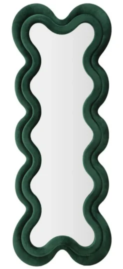 Miroir mural Monica cadre bois Velours Vert