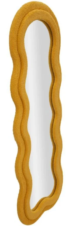 Miroir mural Moutarde cadre Bois Tissu bouclé