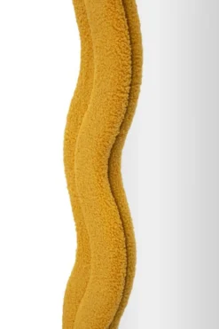 Miroir mural Moutarde cadre Bois Tissu bouclé