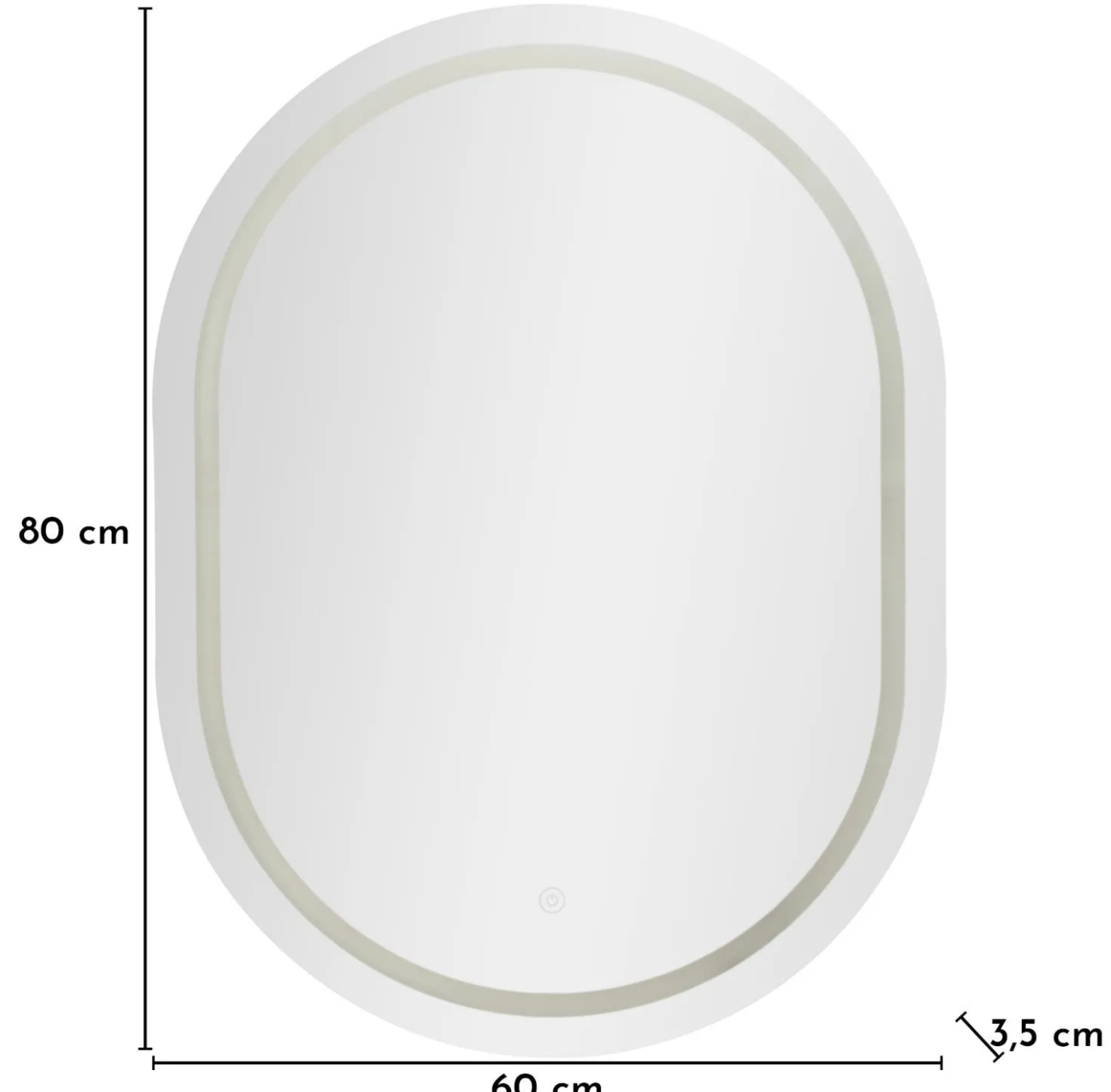 Miroir mural ovale LED 60x80 cm