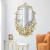Miroir mural ovale Papillon Fer et Verre cadre doré