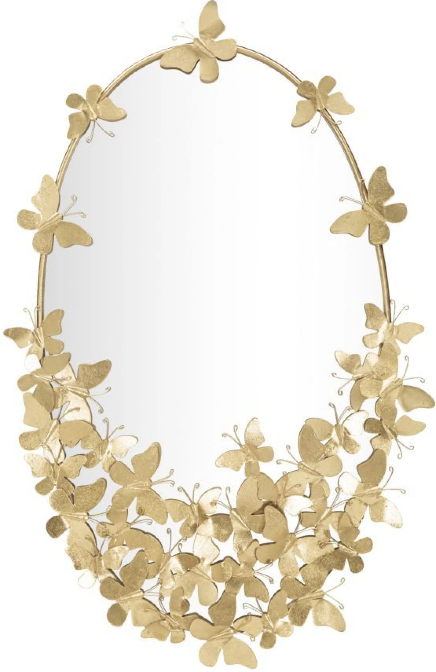 Miroir mural ovale Papillon Fer et Verre cadre doré