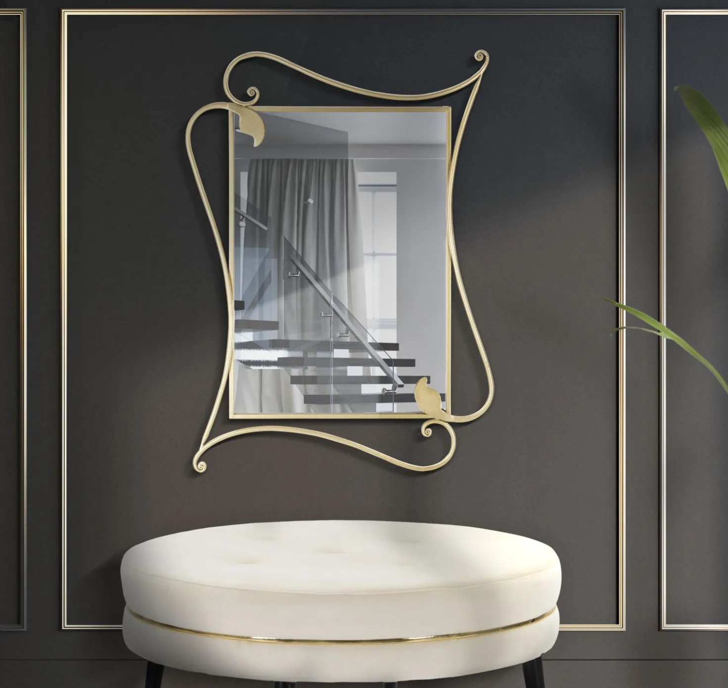 Miroir mural Péthale métal doré
